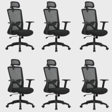 Imagem de Kit com 6 Cadeiras para Escritório Presidente NR17 Office Dallas