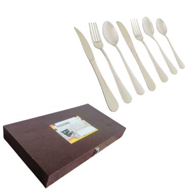 Imagem de Faqueiro 42 Peças Aço Inox com Maleta de Madeira