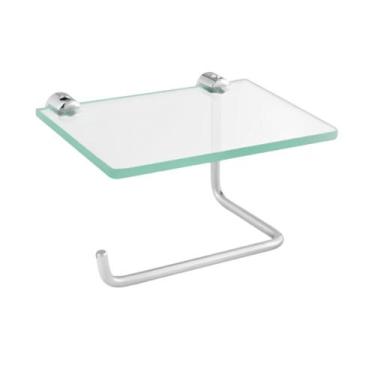 Imagem de Papeleira / Porta Papel Higiênico De Vidro Incolor Com Suporte Para Ce