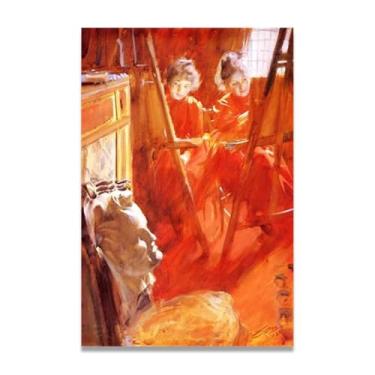 Imagem de LKXGRRSFG Impressões em tela The sisters Schwartz Anders Zorn - Arte de obra-prima sueca, decoração de parede serenidade de verão e coleção de galeria de casa 60 x 75 cm