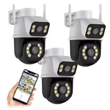 Imagem de kit 3 Camera De Segurança Smart Wi-fi Ip66 Dupla Lente 360 Visão Notur