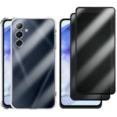 Imagem de Kit Capa + 2 Películas de Privacidade 3D para Samsung Galaxy A55 5G | Anti-Impacto | Transparente | Capinha Transparente + Película Anti Espião Para Samsung Galaxy A55