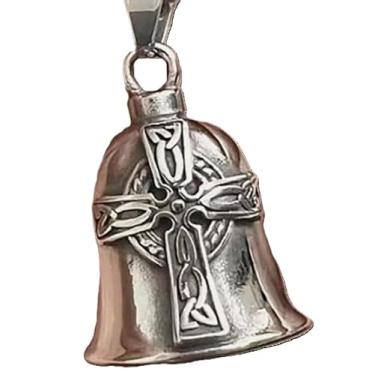 Imagem de KMA Est. 2005 THE RIDE BELL Cruz irlandesa celta com gancho preto para motociclista sorte, presente da sorte
