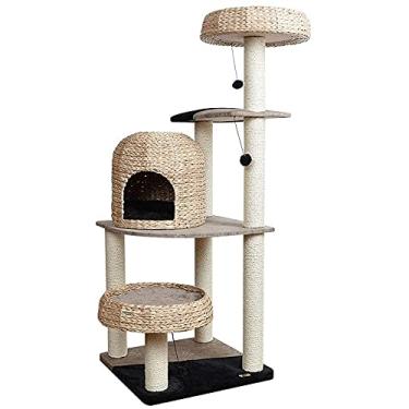 Imagem de Poste para arranhar árvore de gato, torre de gato, arranhador, árvore, animais de estimação, torre de brinquedo, decoração para casa, com corda e rede, arranhões, cama, brinquedo de escalada de árvore
