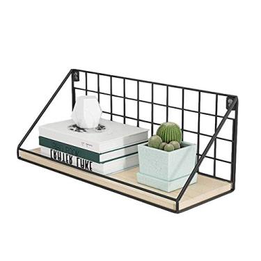 Imagem de MTYLX Prateleira multifuncional, prateleiras flutuantes, prateleiras de armazenamento de arame de metal montadas na parede para porta-retratos, colecionáveis, itens decorativos, três clours/Maple