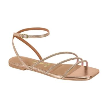 Imagem de Sandália Feminina Rasteira Social Casual Dia a Dia Passeio Trabalho com Strass Bico Quadrado Vizzano 6513.207
