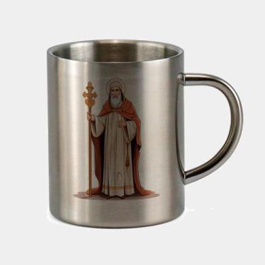 Imagem de Caneca de Inox Premium Prateada 400ml Santo Sao Bento Igreja Catolica 