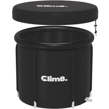 Imagem de Clim8 Banheira de gelo para atletas: piscina de imersão fria de 300 litros ao ar livre com tampa, cápsula de gelo portátil para adultos, banheira de gelo inflável barril de terapia fria banheira independente para recuperação preta tamanho GG