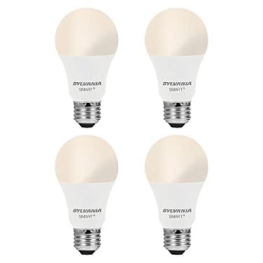 Imagem de SYLVANIA Lâmpada inteligente de LED WiFi, equivalente a 60 W regulável branco macio A19, compatível apenas com Alexa e Google Home - pacote com 4 (75672)