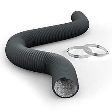 Imagem de iPower Mangueira de ventilação de secador de 4 camadas de duto de alumínio flexível de 7,8 cm para ventilação e exaustão de aquecimento HVAC, 2 braçadeiras incluídas, cinza