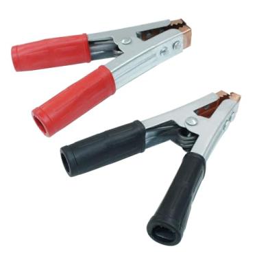 Imagem de Bonsicoky Pacote com 2 clipes jacaré isolados 600A - Grampos de bateria carregados por mola de metal resistente para aplicações automotivas e elétricas - preto e vermelho