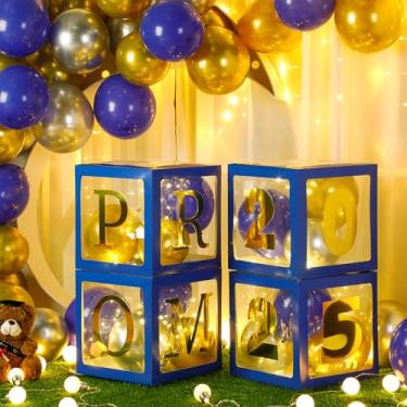 Imagem de Sabary Decorações de formatura para festa 2025 Night Grad Supplies Kit de caixa de balões de formatura 2025 com luzes de LED para lembrancinhas de festa de formatura (azul)