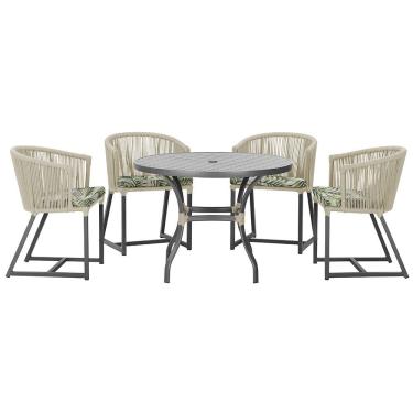Imagem de Mesa com 4 Cadeiras de Jantar Roma 100cm e Noronha em Aluminío