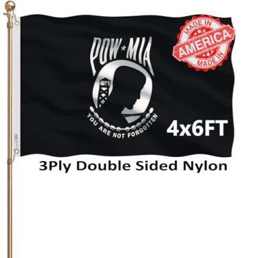 Imagem de KEYCA Pow Mia Flags 4x6 Outdoor Heavy Duty Nylon Dupla Face Cor Viva Antidesbotamento com 2 ilhós de latão para casa/empresa/decoração interna e externa