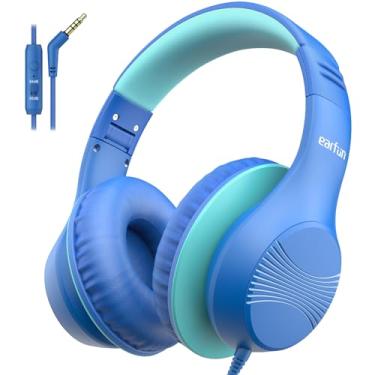 Imagem de EarFun Fones de ouvido infantis K3, fones de ouvido com microfones, limite de volume seguro de 85/94 dB, som estéreo HD, conector de 3,5 mm, fones de ouvido dobráveis com fio para