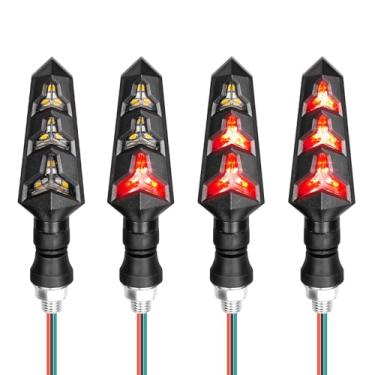 Imagem de wuyaoyao 4 peças de seta de motocicleta, pisca-pisca de motocicleta de 12 V, indicadores dianteiros e traseiros de motocicleta, luz de seta LED em forma de Y, DRL, universal para motocicleta, scooter