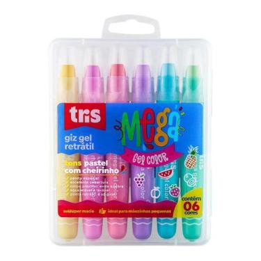 Imagem de Giz De Cera Tris Mega Gel Color Pastel 6 Cores