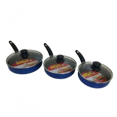 Imagem de Kit 3 Frigideiras Antiaderente Com Tampa 18cm, 20cm, 22cm