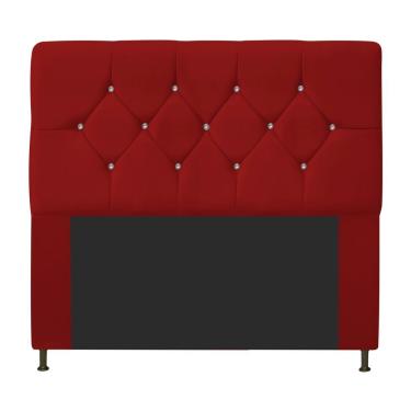 Imagem de Cabeceira Para Cama Box França A05 Casal 140 Cm Madeira Suede Vermelho Amarena Móveis