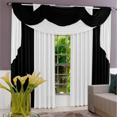 Imagem de Cortina Ametista Para Varão Em Malha 3,00m X 2,60m Sala Quarto - Preta