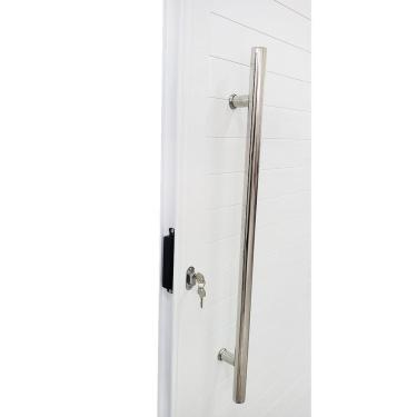 Imagem de Porta Pivotante De Alumínio 210 X 120cm Com Puxador E Vidro Veneza Esquadrias Bergamo Branco