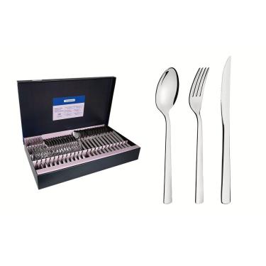 Imagem de Faqueiro Tramontina Oslo Em Aço Inox Com Facas Para Churrasco Acabamento Brilho 72 Peças Tramontina