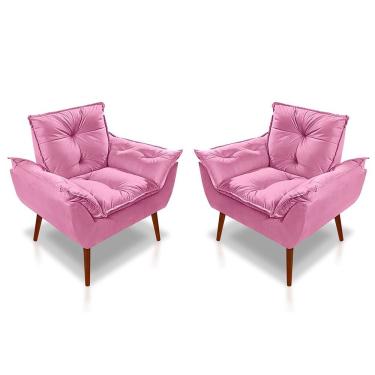 Imagem de Kit C- 02 Poltronas Opala Luxo Suede Rose