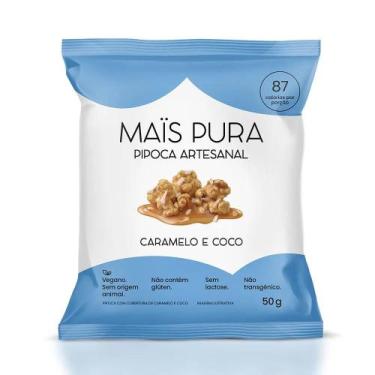 Imagem de Pipoca Artesanal Mais Caramelo e Coco 50g Mais Pura Super Saborosa