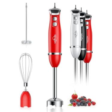 Imagem de sangcon Liquidificador De Imersão Portátil Sangcon, Elétrico 3 Em 1, 400 W, Lâmina Aço Inoxidável Com Batedor, Acessórios Para Espuma Leite - Vermelho
