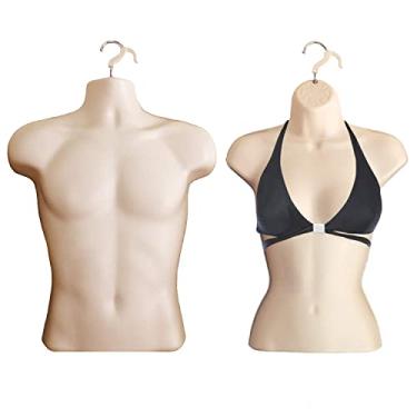 Imagem de DisplayTown Manequim De Injeção Flesh Masculino + Feminino, Forma Vestido Com Cintura Meio Arredondada E Torso, Apenas Gancho Para Pendurar, Tamanhos P