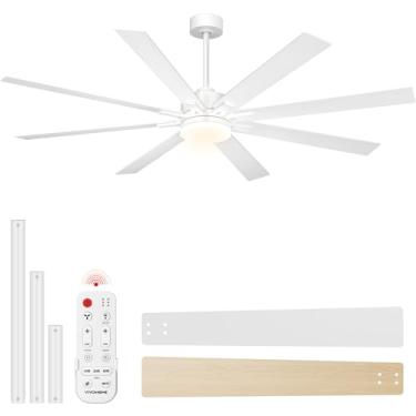 Imagem de VIVOHOME Ventiladores De Teto 72" Com Luzes, Ventilador Grande Embutido Controle Remoto Para Ambientes Internos E Externos, Sala Estar, Quarto, Pátios, 6+1 Velocidades Reversíveis, 3 Circuitos, Regu