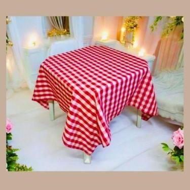 Imagem de Kit 5 toalhas de mesa xadrez 1,40 x1,40 festa bar picnic tecido fino -