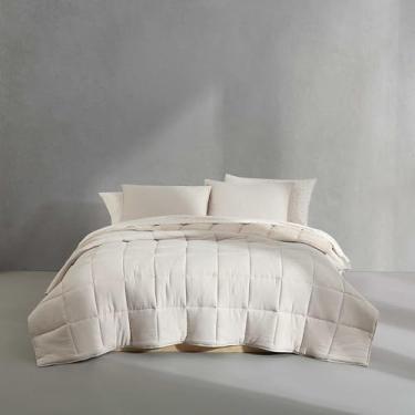 Imagem de Calvin Klein - Conjunto de edredom Queen bônus, roupa de cama reversível com lençóis, fronhas e fronhas combinando, certificado Oeko-Tex (bege)