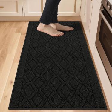 Imagem de Tapetes de cozinha COSY HOMEER antiderrapantes laváveis 60x150cm preto