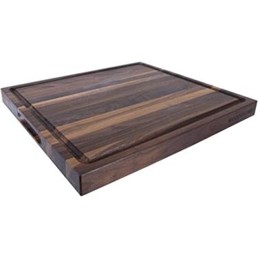 Imagem de GG – Tábua de corte extra grande da American Walnut – Bloco de açougueiro reversível com ranhura para suco para cortar carne e vegetais suculentos facilmente – Tábua de cortar madeira extra grande – Nogueira – 61 x 45 x 3,8 cm