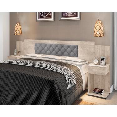 Imagem de Cabeceira Casal Capitonê Amarula Cinza Casal Queen King MDP 111x280x37cm Casa H