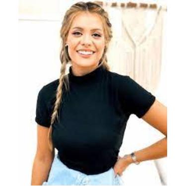 Imagem de Blusa feminina gola alta manga curta malha canelada - Filo modas, Verd