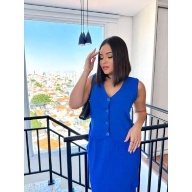 Imagem de Conjunto de saia e blusa regata - Yasmin modas, Azul, M