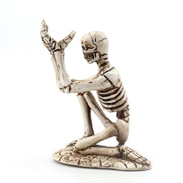 Imagem de Aqur2020 Halloween Skull Pen Porta, Makeup Brush Organize Resina Esqueleto de Lápis Rack de Armazenamento para Mesa Decoração de Escritório Em Casa Gótica para Armazenamento de Banheiro