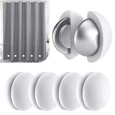 Imagem de Pesos de cortina de chuveiro revestidos de silicone, fortes pesos magnéticos sem ferrugem para chuveiro, janela, ar livre e toalha de mesa - Evita sopro e bater (5 pares, branco)