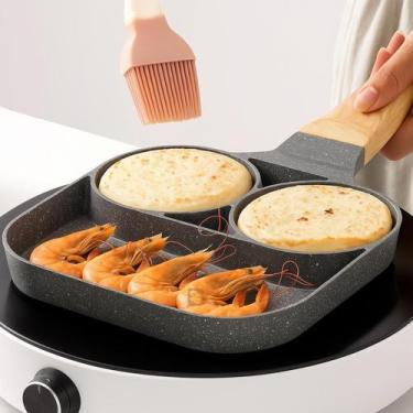Imagem de Frigideira Multifuncional Antiaderente Alumínio 3 em 1 Ovos Hambúrguer