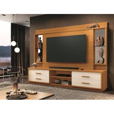 Imagem de Home Estante LN 2.40m Para TV Até 75'' Polegadas Com Rodízios Cor Cedr