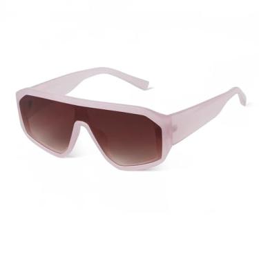 Imagem de Óculos de sol femininos retangulares com lentes espelhadas UV400Trend BigMen Shades, óculos de sol com parte superior plana, C3