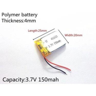 Imagem de Bateria 402025 4mm X 20mm X 25mm Com 2 Fios 150mah 3,7v - bgb