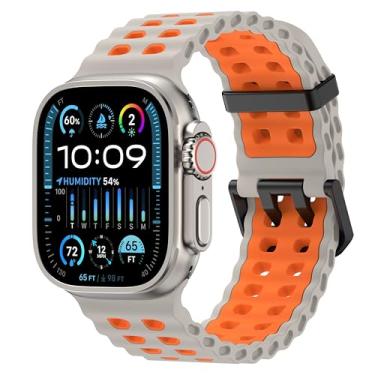 Imagem de DONEGANI Pulseira esportiva de silicone para Apple Watch SE Ultra 2 de 40 mm, 44 mm, 46 mm, 42 mm, 45 mm, 41 mm, 38 mm, 49 mm, séries 10, 9, 8, 7, 6, 5, 4, 3, 3, iWatch