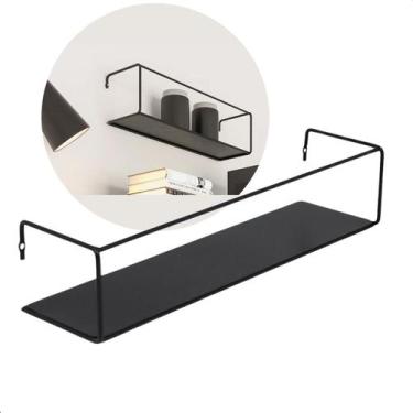 Imagem de Prateleira com Suporte Embutido 45x12cm Preta Aço Future Box - Zamar