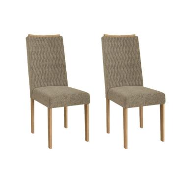 Imagem de Cadeira de Cozinha Aura 2CAD157 Madeirado Kit 2 Un Carvalho/Boucle Bege Fendi - Kappesberg