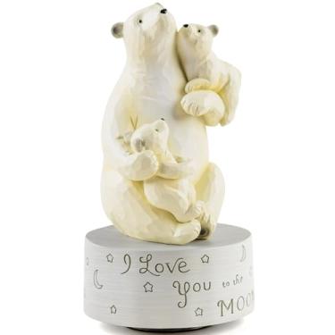Imagem de AIDLNS Presentes para mãe e filha, filho, chá de bebê, presente de aniversário para mãe e pai, urso polar com 2 esculturas infantis família de 3 estatuetas, caixa de música para tocar You are My