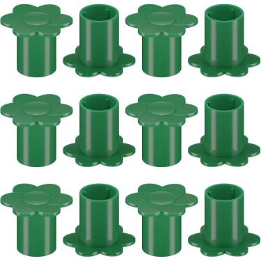 Imagem de Pacote com 12 tampas de cana de jardim - protetores de bambu para varas de vime - Capas de extremidade de cana de plástico pequenas para estaca de vergalhão de cerca ao ar livre (pacote com 12)