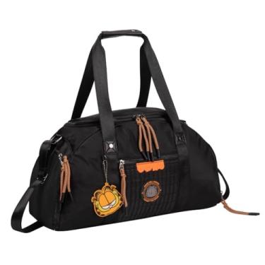 Imagem de Bolsa Mala de Mão e Transversal Garfield Espaçosa Esportiva Academia Trabalho Viagem (Preto)